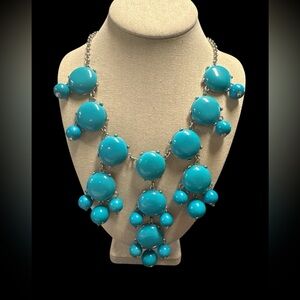 Vibrant Blue/Teal Color Acrylic and Silvert  Bubble Statement Necklace. (B-E)